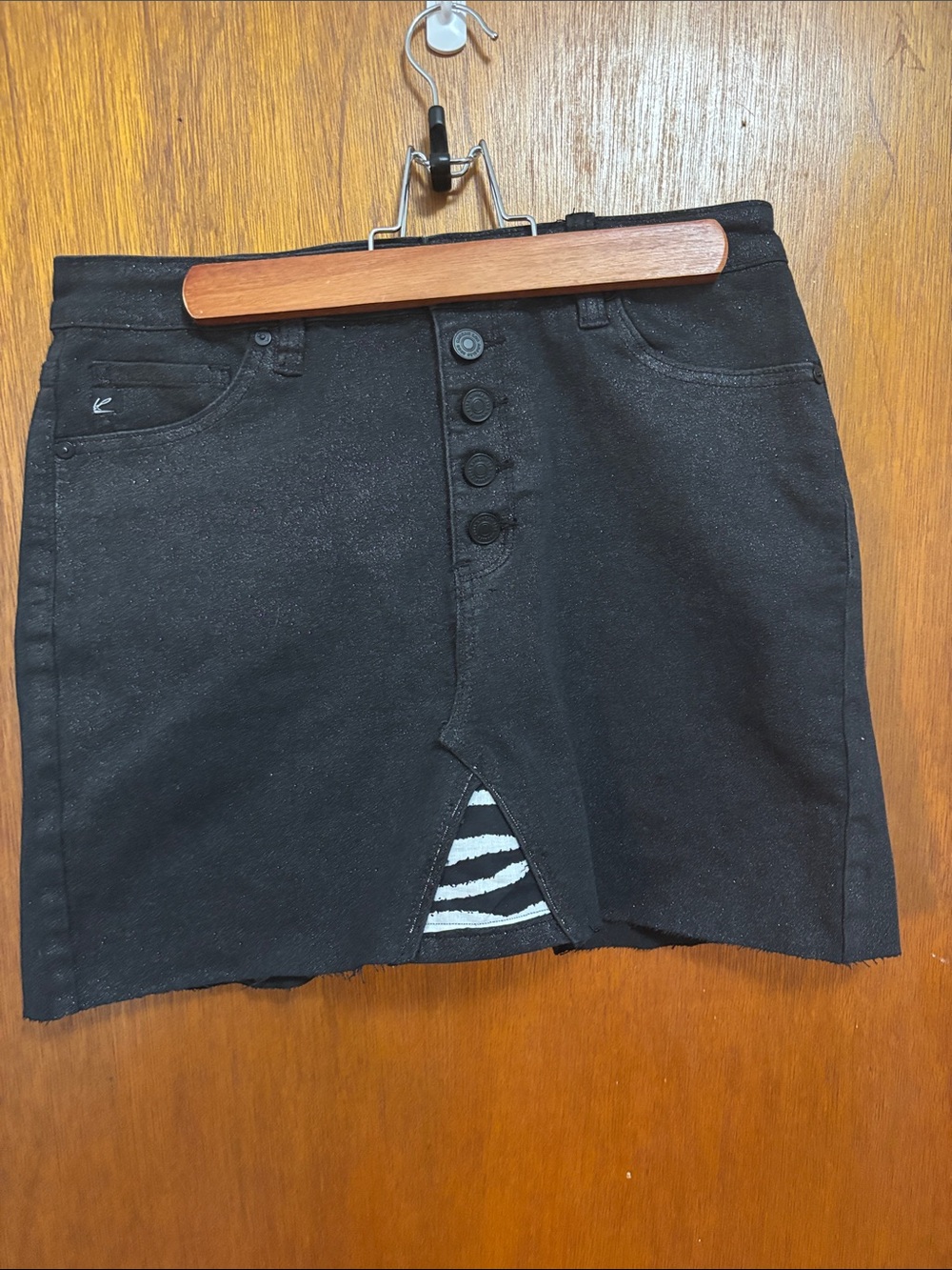 KanCan Black Mini Skirt with Zebra Peek